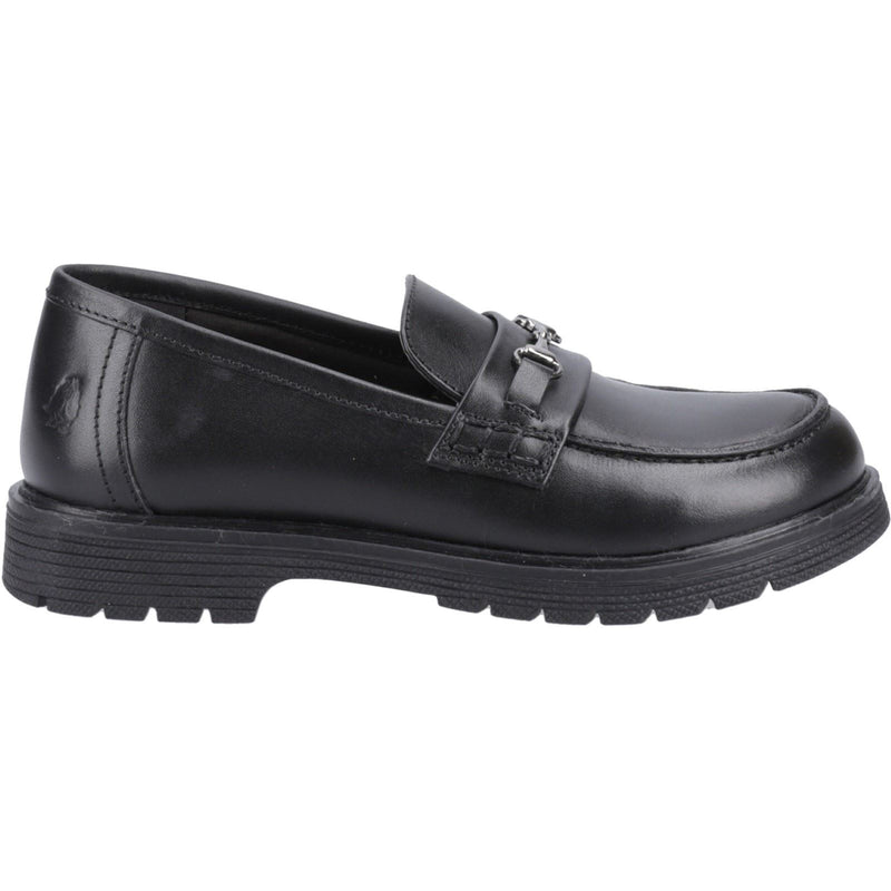 Hush Puppies Lydia Senior Chaussures Plates Noires Pour Filles En Cuir