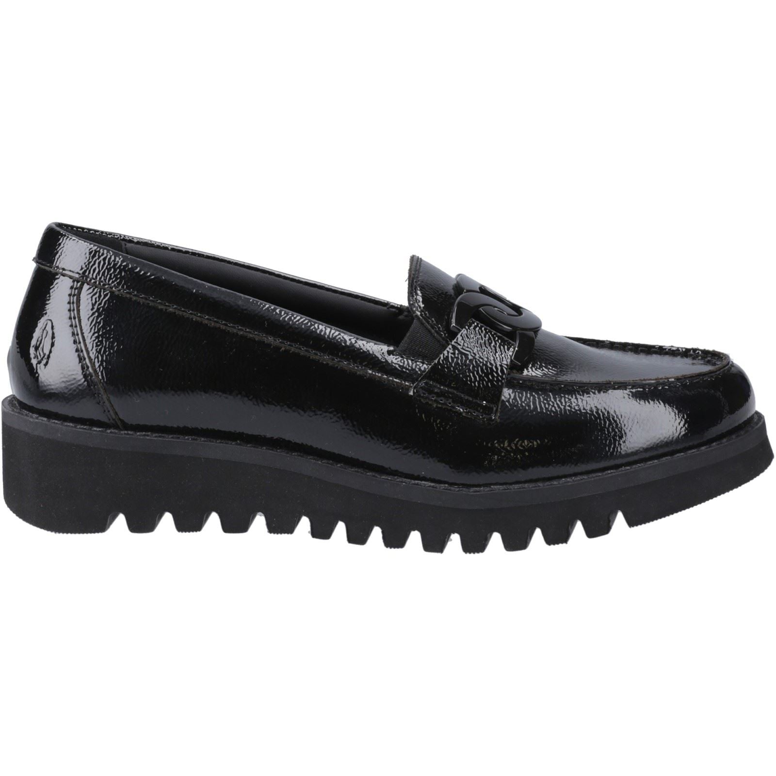 Hush Puppies Francis Loafer Patent Chaussures Plates Noires Pour Filles En Cuir