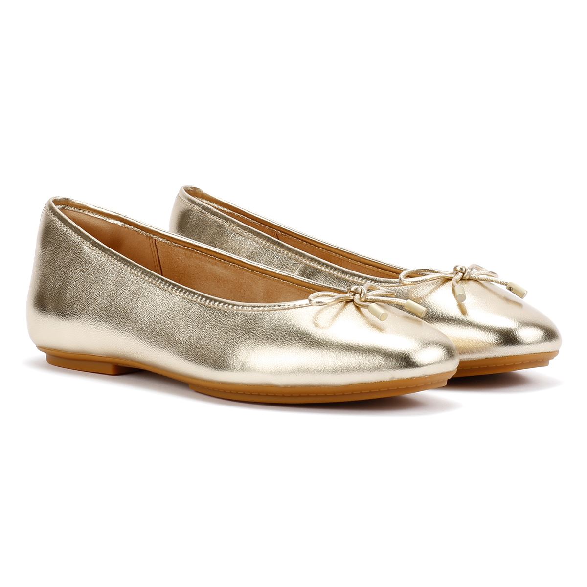 FitFlop Delicato Femmes Plates En Cuir Métallisé Doré