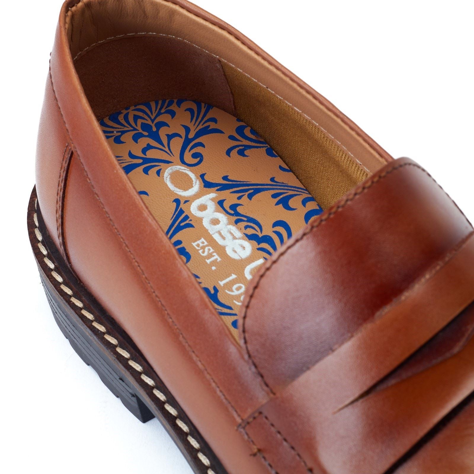 Base London Ivey Chaussures À Enfiler Pour Hommes En Cuir Brûlé