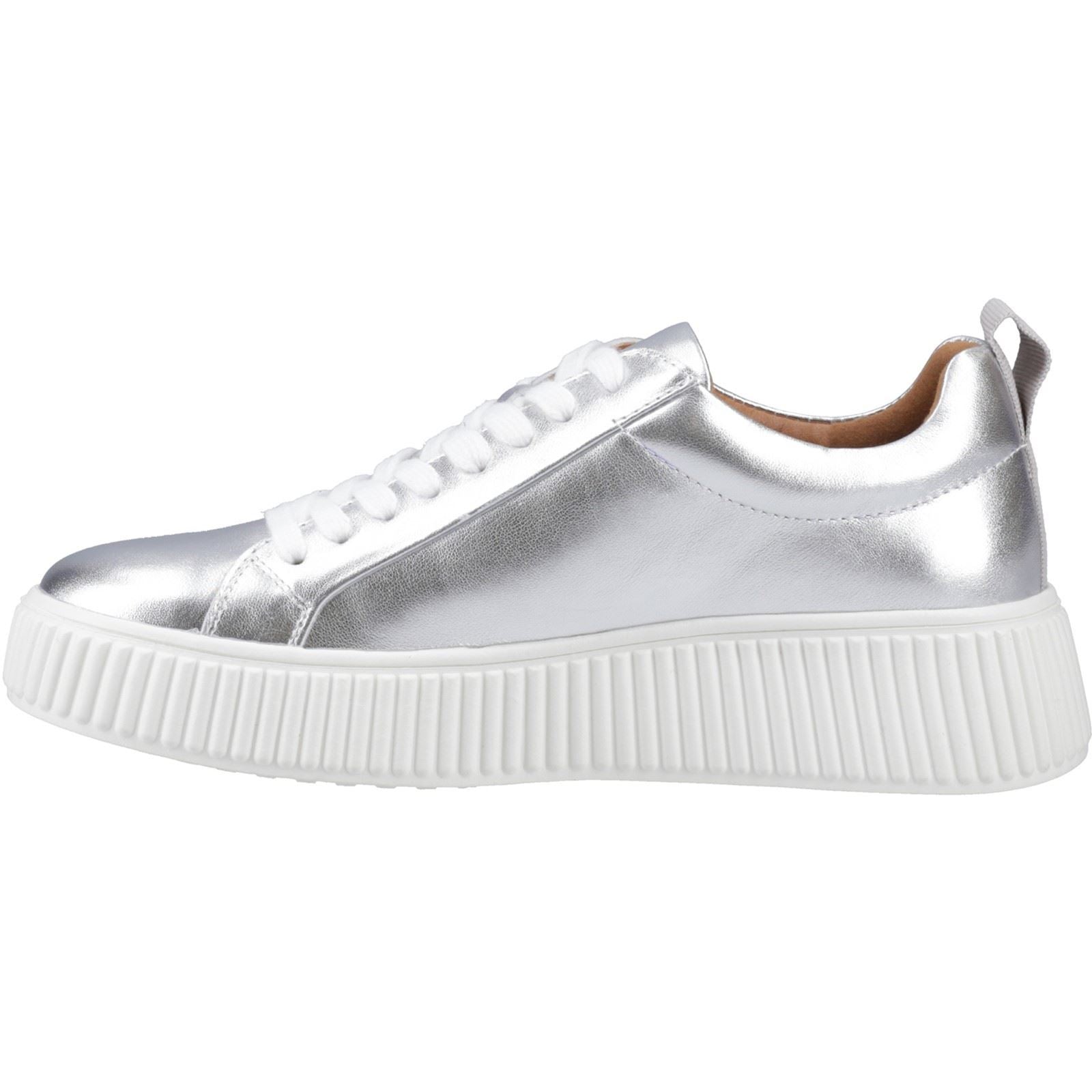 Hush Puppies Harlow Baskets En Cuir Pour Femmes Argentées