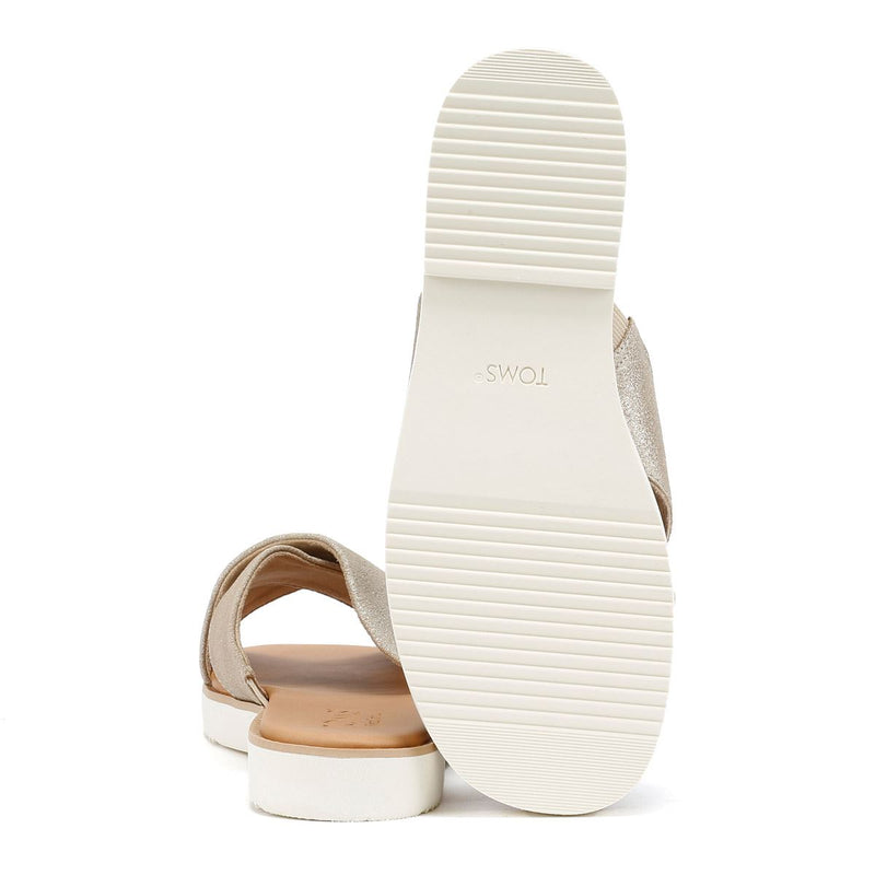 TOMS Mae Crossover Sandales Pour Femmes En Cuir Suédois Argenté