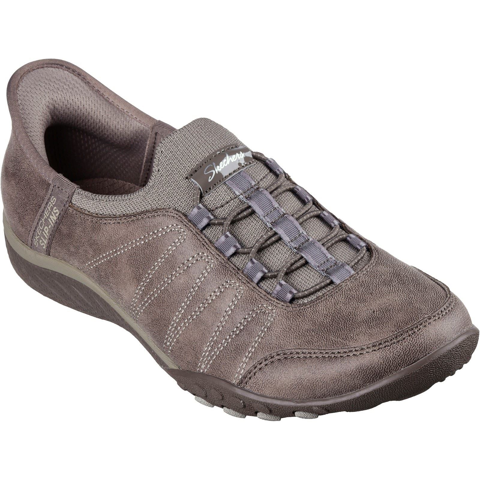 Skechers Breathe-Easy Home-Body Baskets Pour Femmes En Toile De Couleur Taupe Foncé