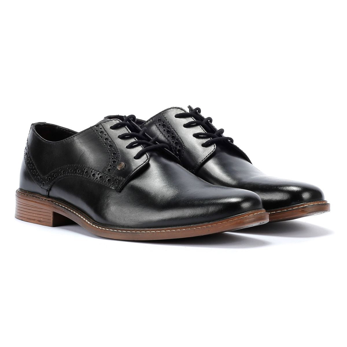 Lambretta Harvey Derby Chaussures À Lacets En Cuir Noir Pour Hommes