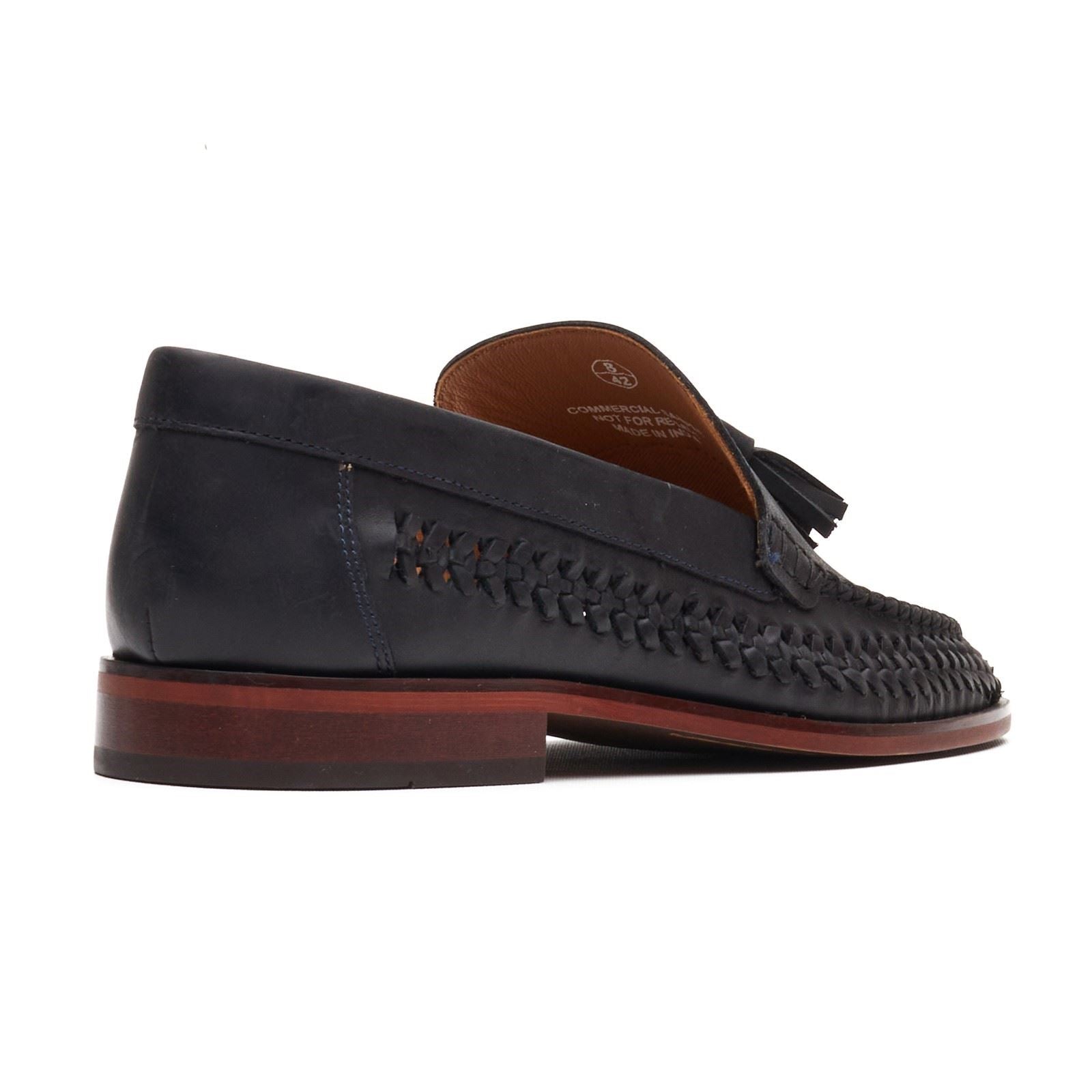 Base London Bracken Loafer Mocassins En Cuir Pour Hommes Bleu Marine