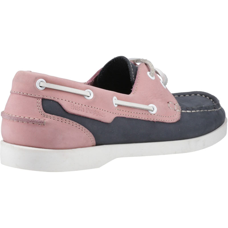 Hush Puppies Isabel Chaussures Bateau En Cuir Pour Femmes, Bleu Marine/Rose