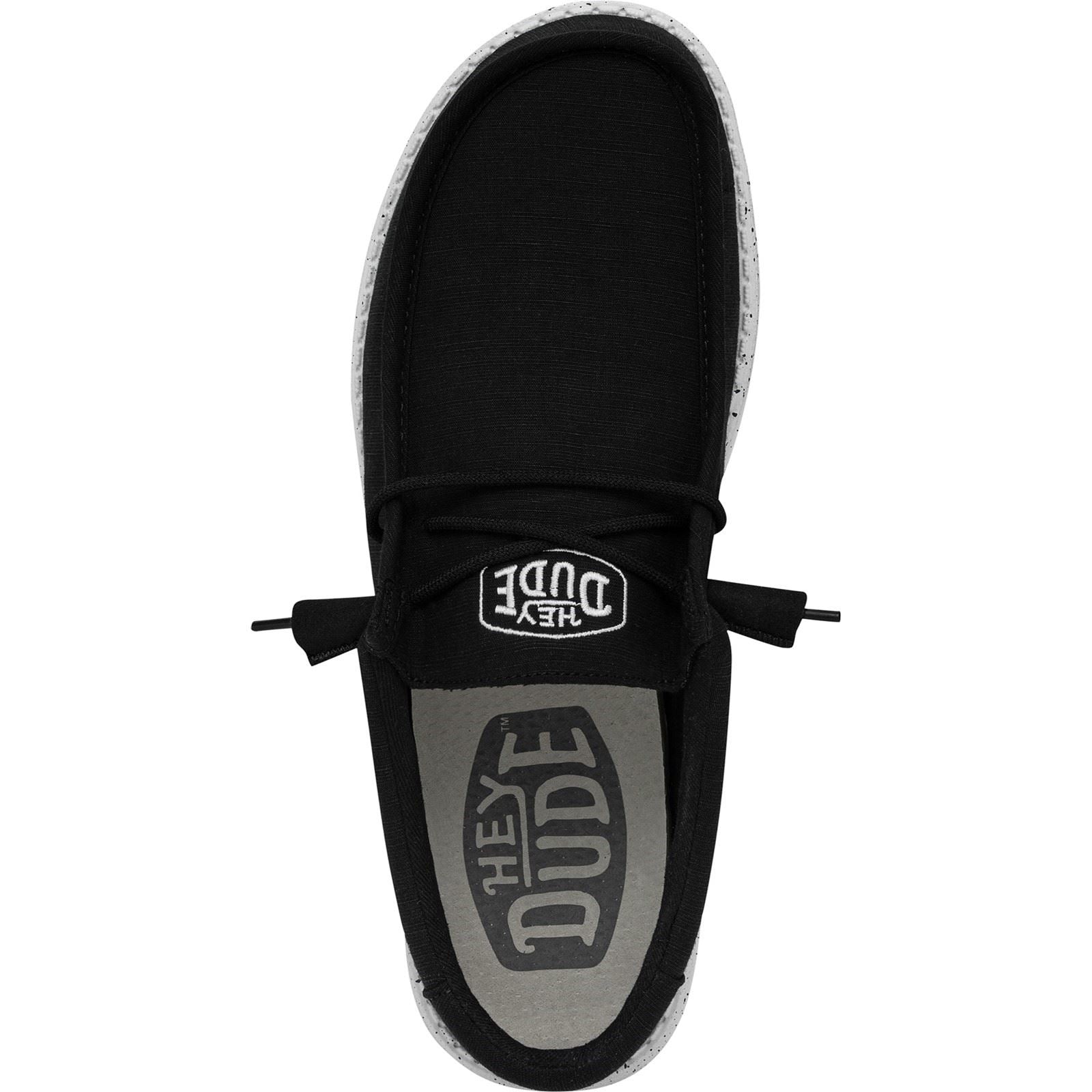 HEYDUDE Wally Slub Chaussures Bateau Noires Pour Hommes