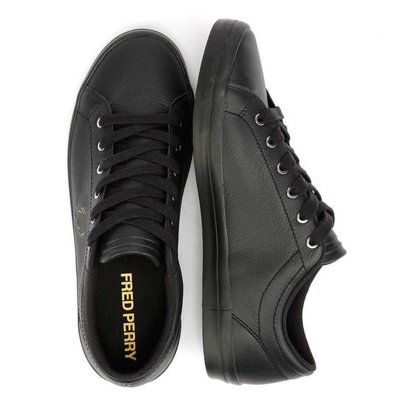 Fred Perry Baseline Baskets En Cuir Noir Pour Hommes
