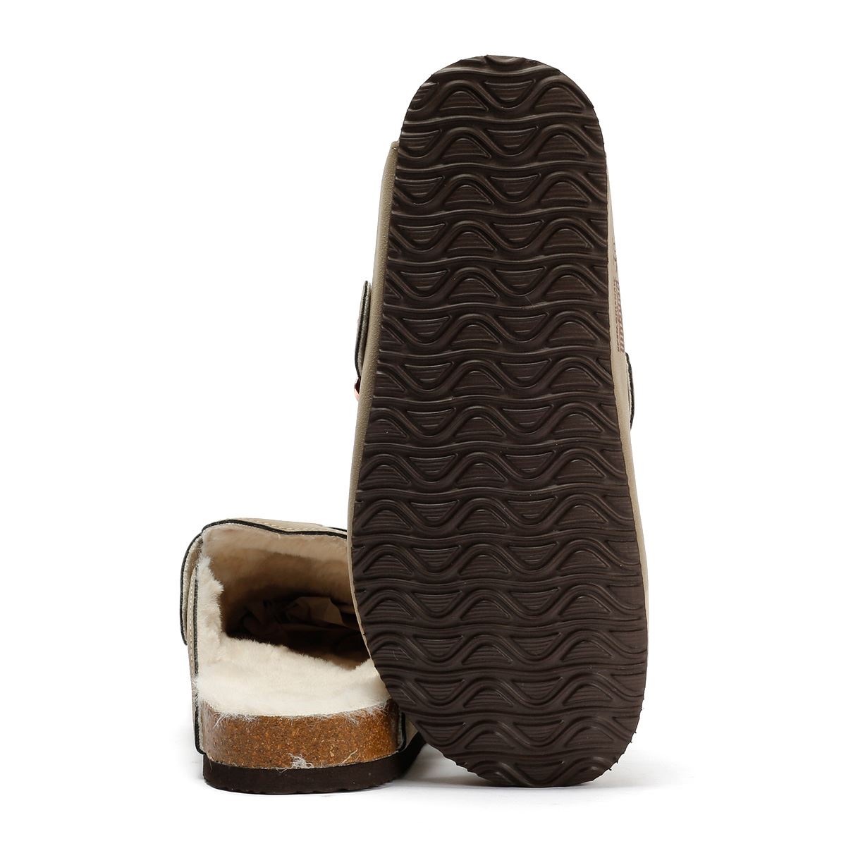 Penguin Poppy Fur Mules Beige Femme Suede