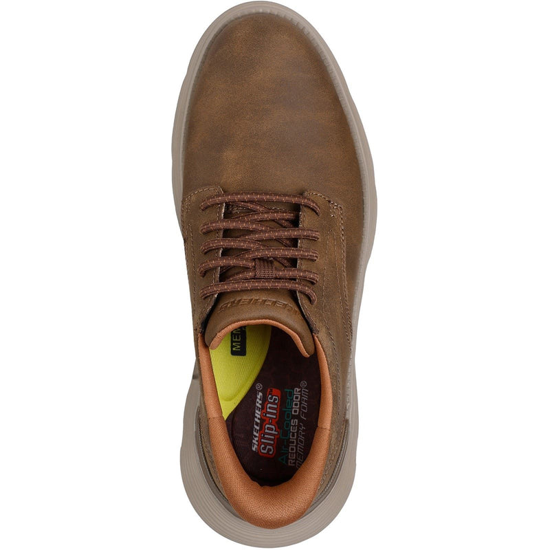 Skechers Garza Duran Chaussures De Sport Pour Hommes En Cuir Couleur Taupe