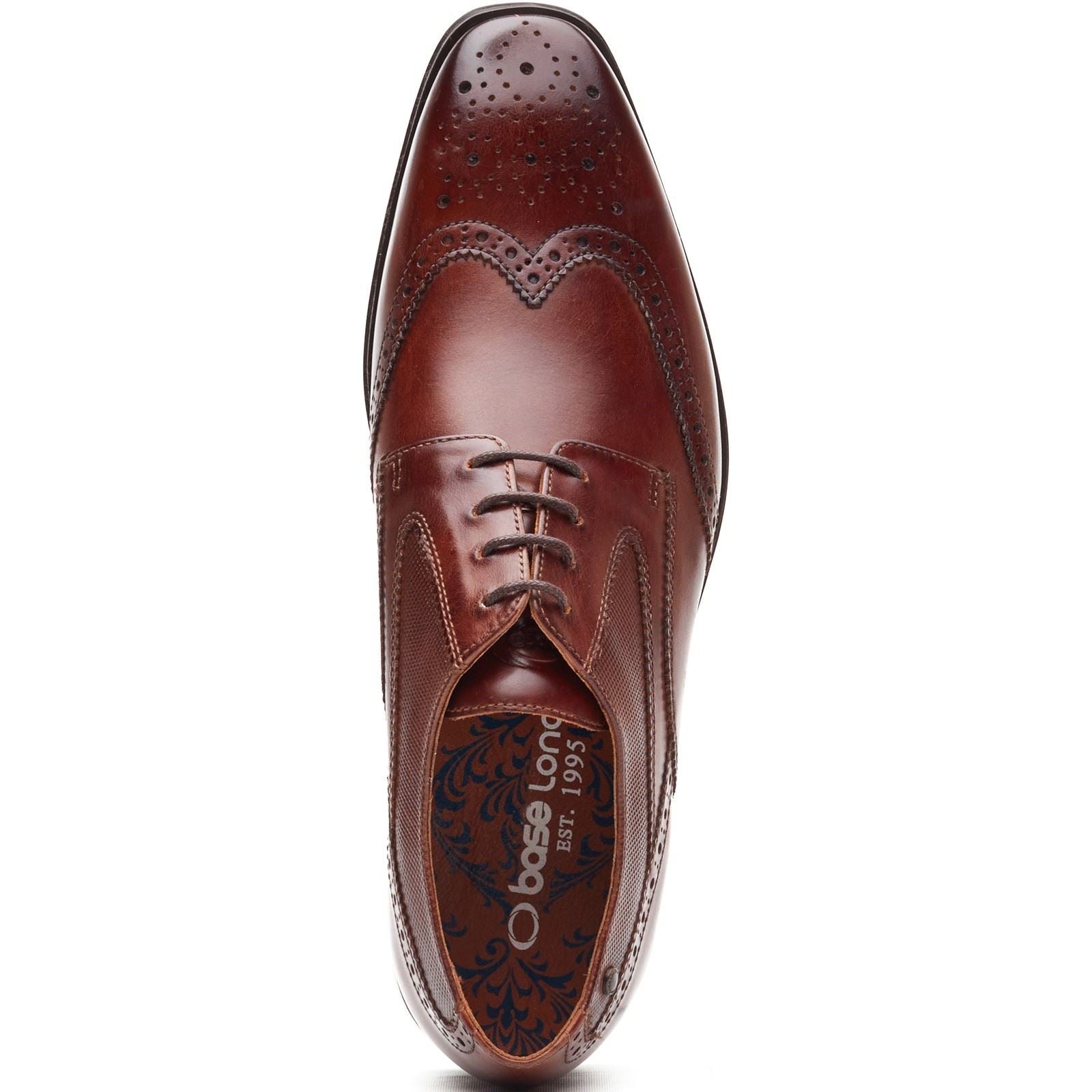 Base London Steeple Brogue Chaussures En Cuir Pour Hommes Brogues Brûlées Tan