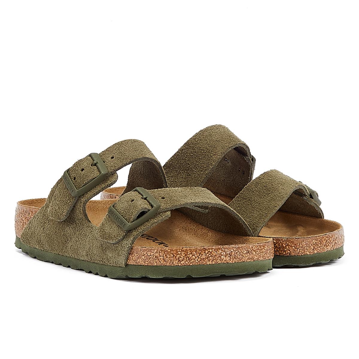 Birkenstock Sandales En Daim Kaki Thym En Cuir Suédé Arizona