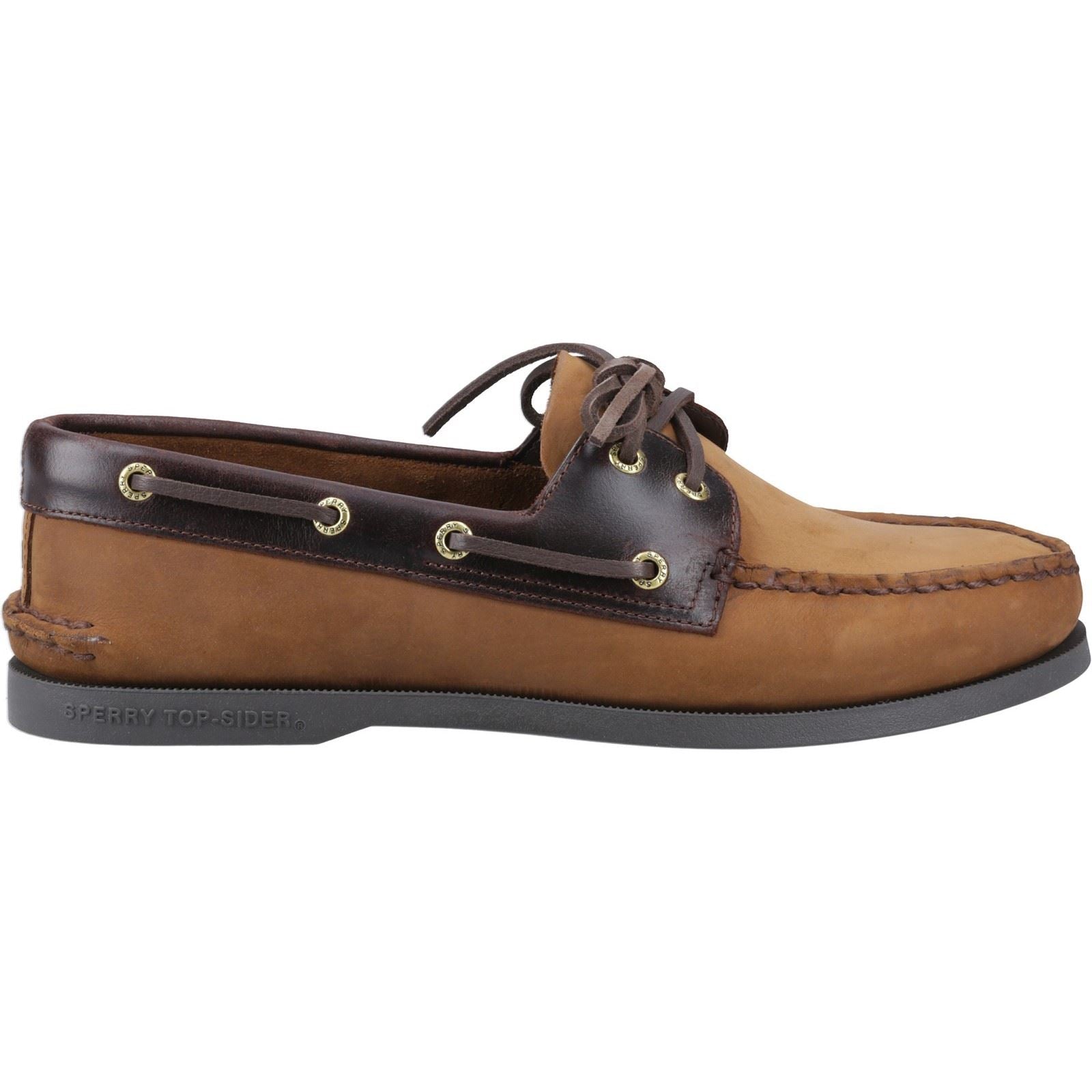 Sperry Authentic 2 Eye Chaussures Bateau Pour Hommes En Cuir Marron Assorti