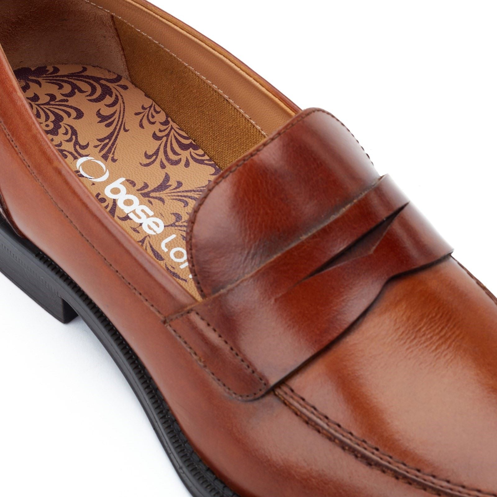 Base London Kennedy Chaussures En Cuir Pour Hommes En Tan Brûlé À Enfiler