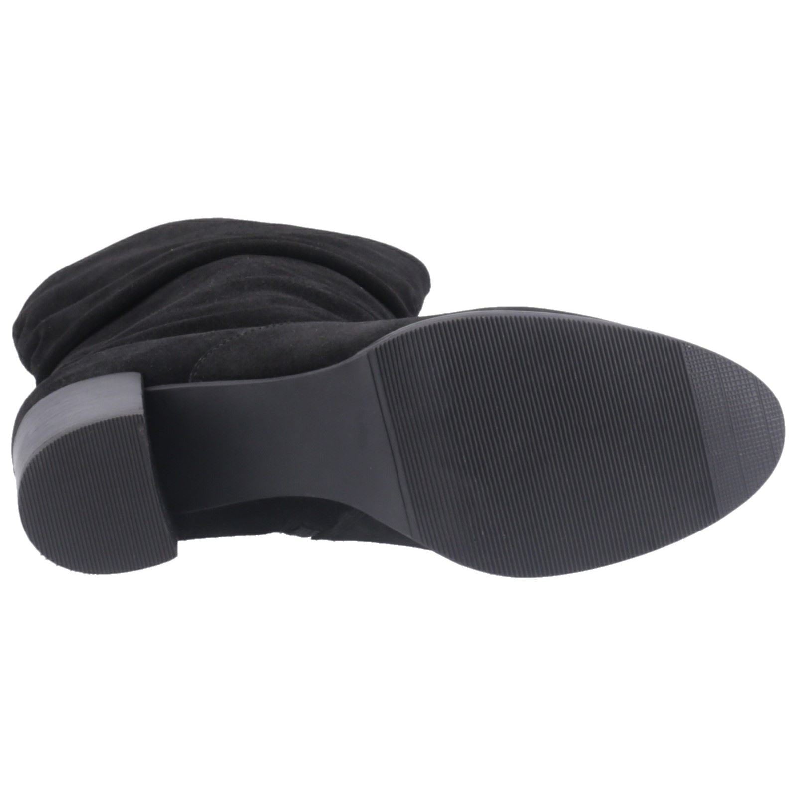 Hush Puppies Cosima Femmes Suédoises Bottes Hautes Noires À Talons En Daim