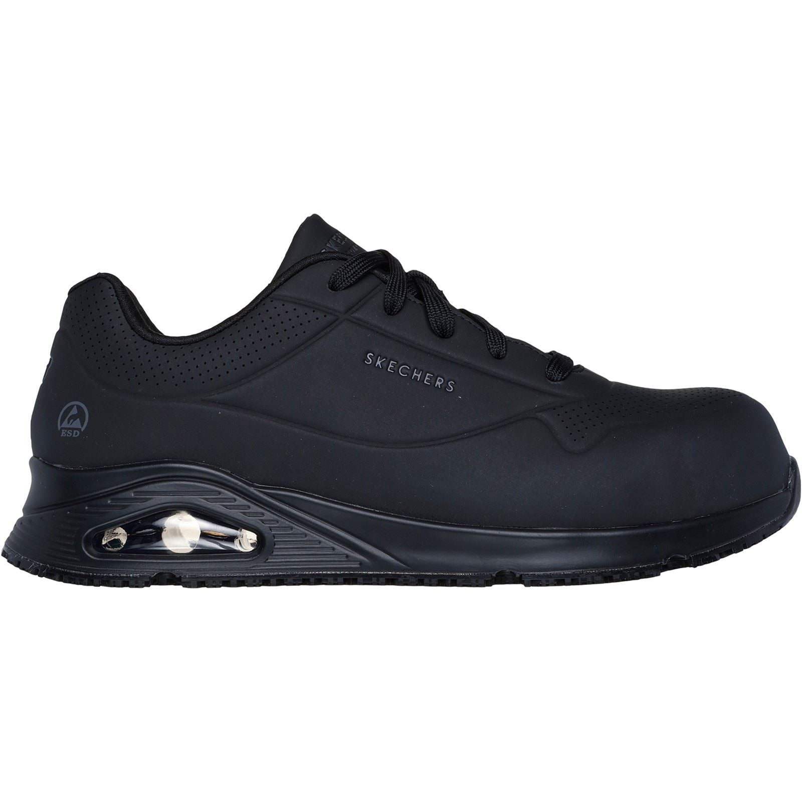 Skechers Workwear Uno SR - Doltin Baskets De Sécurité Noires Pour Hommes Durabuck