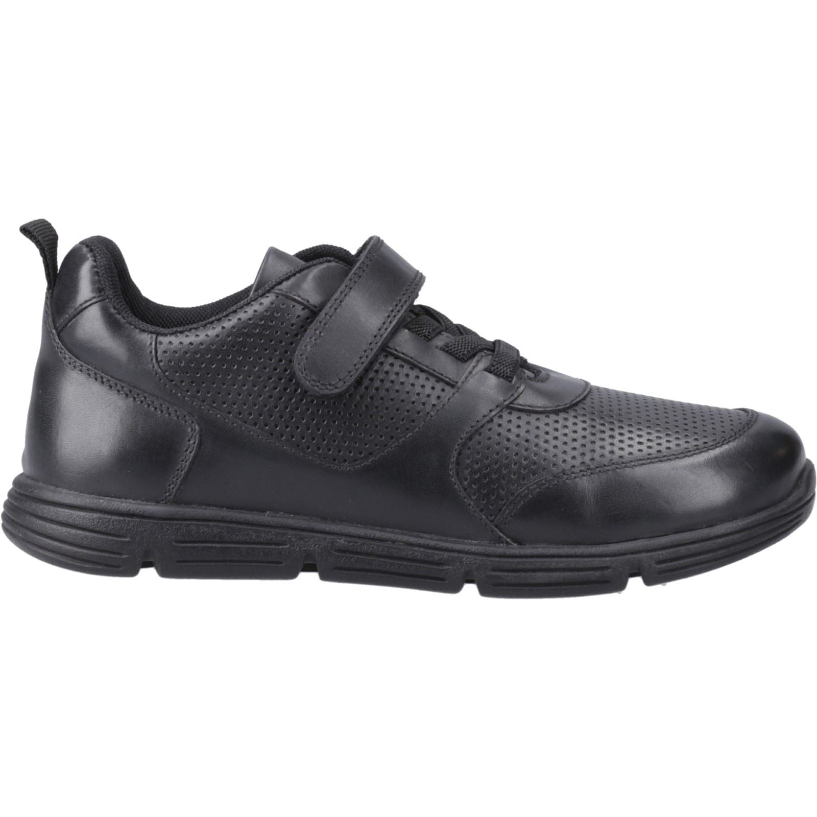 Hush Puppies Alfie Bungee Snr Chaussures Noires Pour Garçons En Cuir