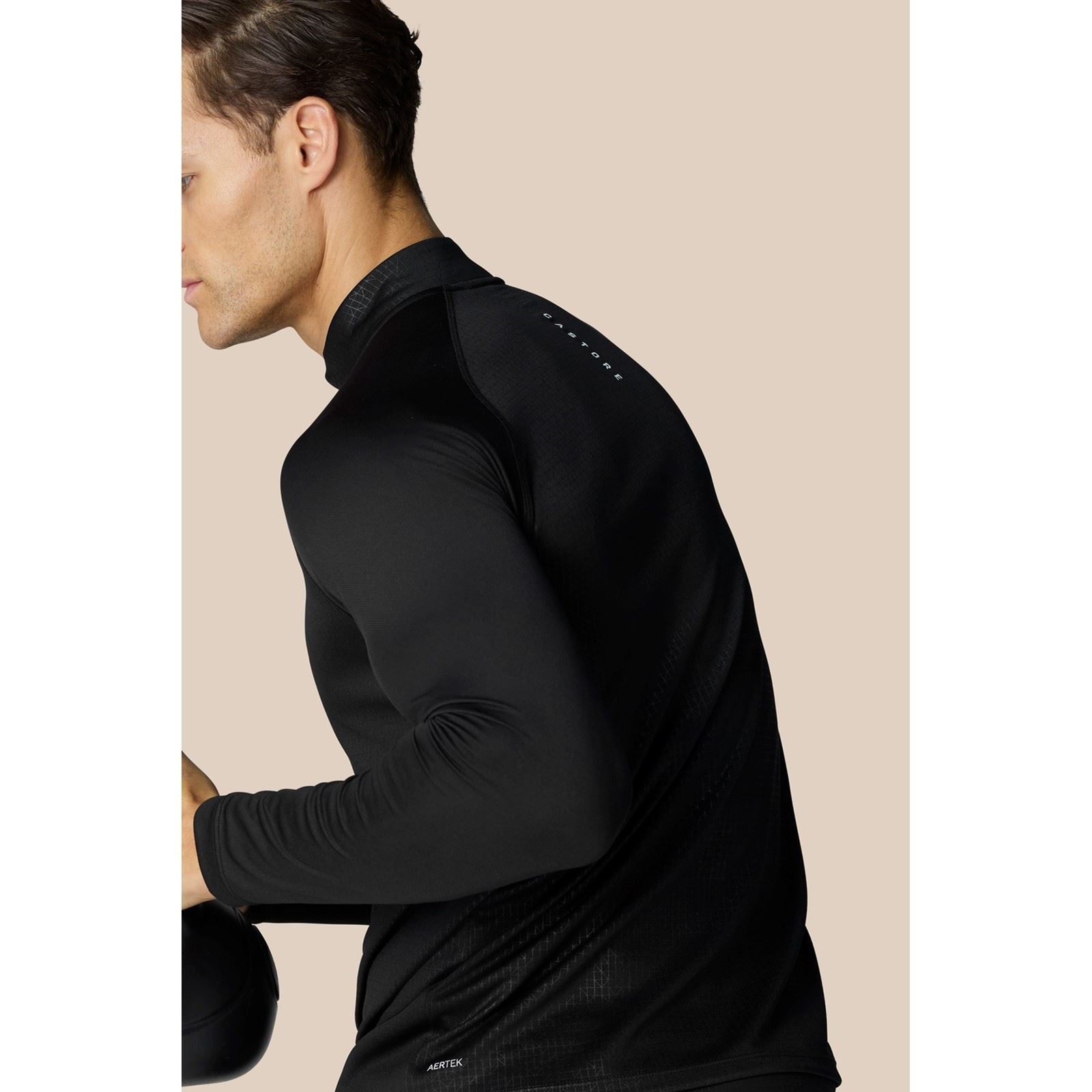 Castore Adapt 1/4 Zip Top T-Shirts De Sport Actifs Pour Hommes En Polyester Noir