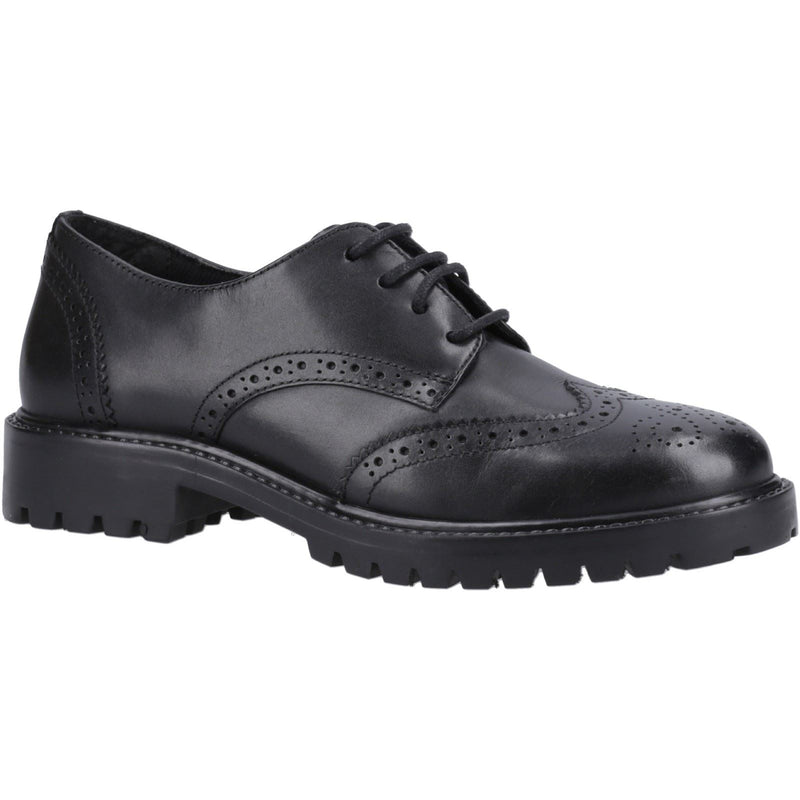 Hush Puppies Athena Senior Chaussures Noires Pour Filles En Cuir