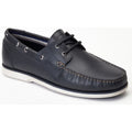 Base London Stern Chaussures Bateau En Cuir Pour Hommes, Bleu Marine