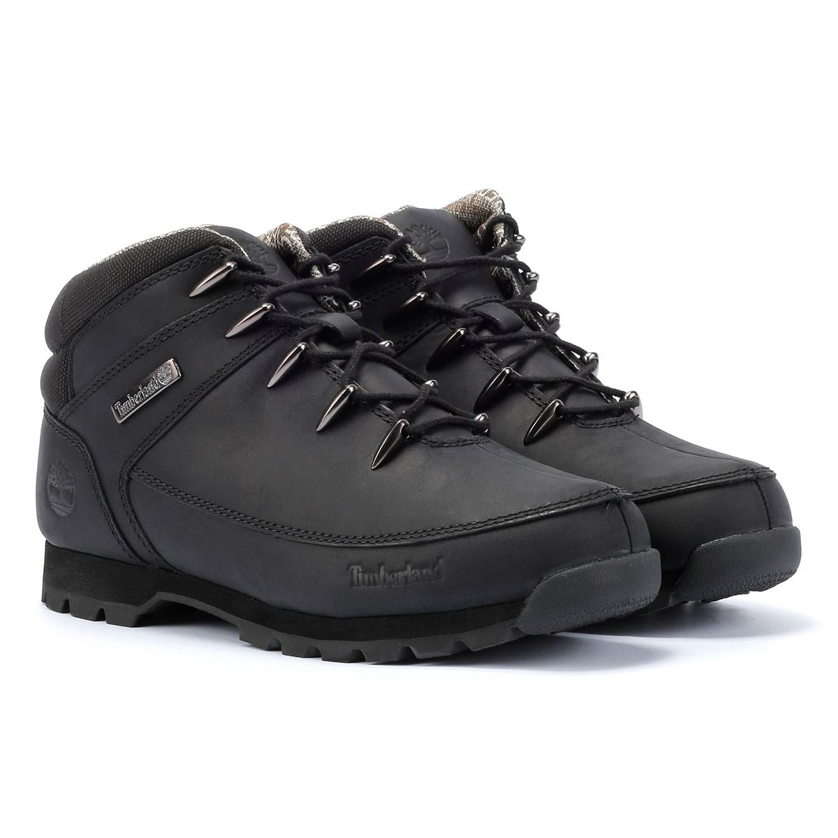 Timberland Euro Sprint Mid Lace Premium Bottes Noires En Cuir Pour Hommes