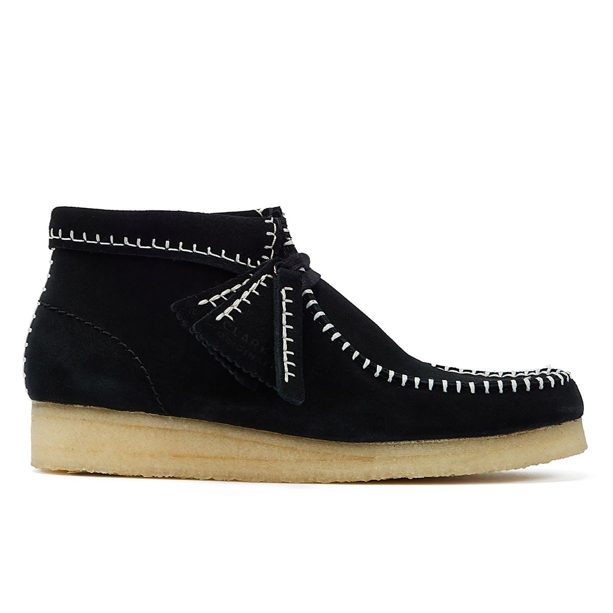 Clarks Bottes Noires Pour Femmes En Suède Avec Couture Wallabee