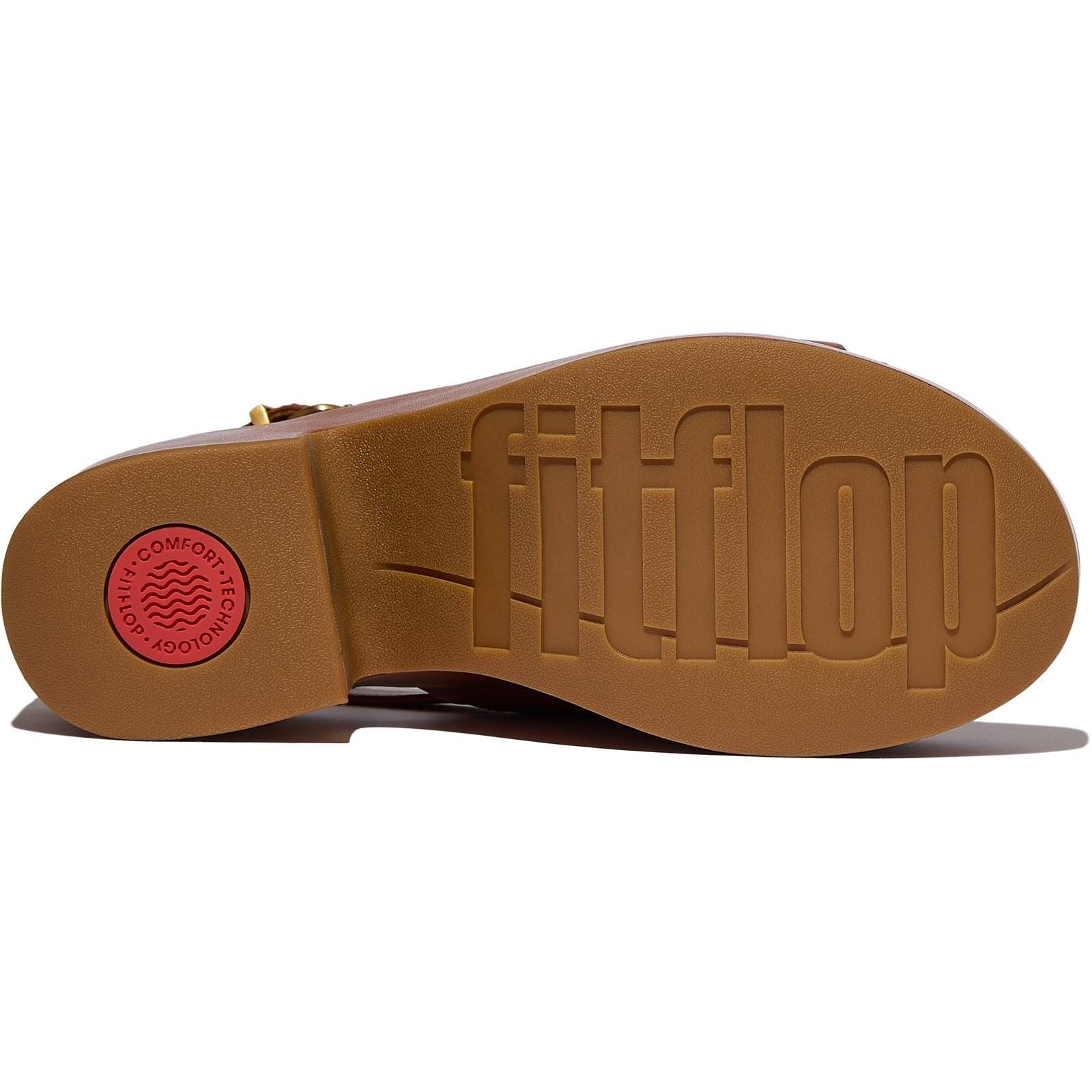 Fitflop Platfforms Heeled Backstrap Sandales En Cuir Pour Femmes Couleur Brun Foncé