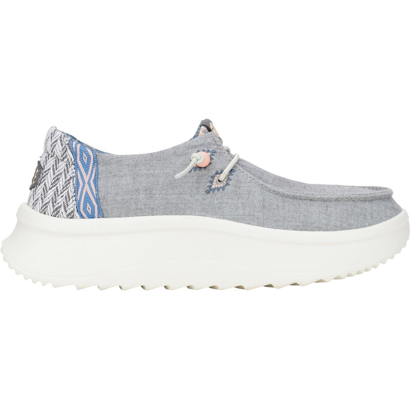 HEYDUDE Wendy Peak Chambray Woven Loafers Gris En Polyester Pour Femmes