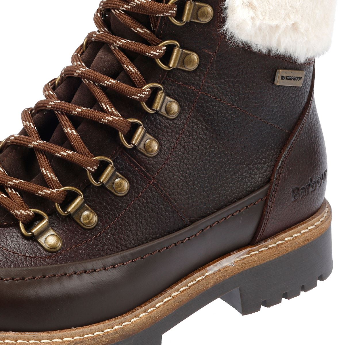 Barbour Woodside Hiker Bottes Marron En Cuir Pour Femmes