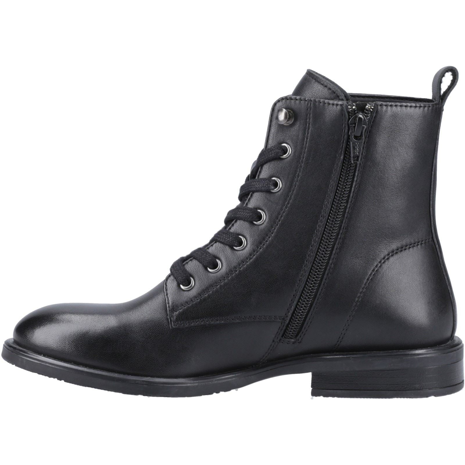 Hush Puppies Valentina Bottes Noires En Cuir Pour Femmes