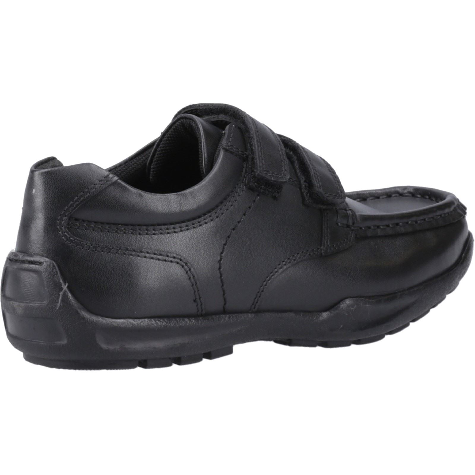 Hush Puppies Maddox Chaussures Noires Pour Garçons En Cuir.