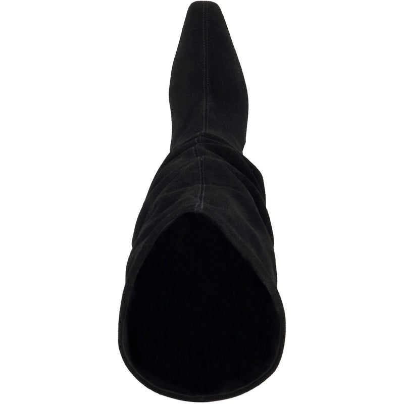 Dune Saunders Bottes Noires À Talons En Cuir Pour Femmes Haute Jusqu'Au Genou