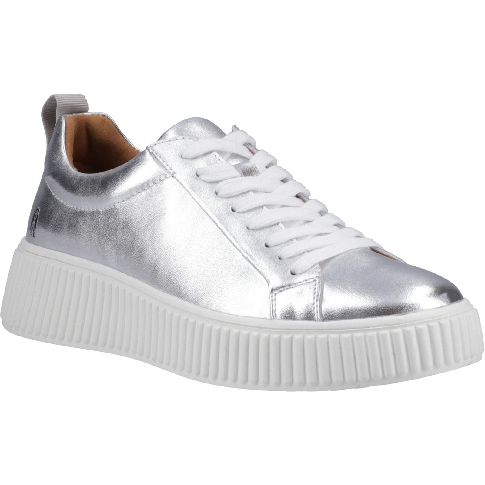 Hush Puppies Harlow Baskets En Cuir Pour Femmes Argentées