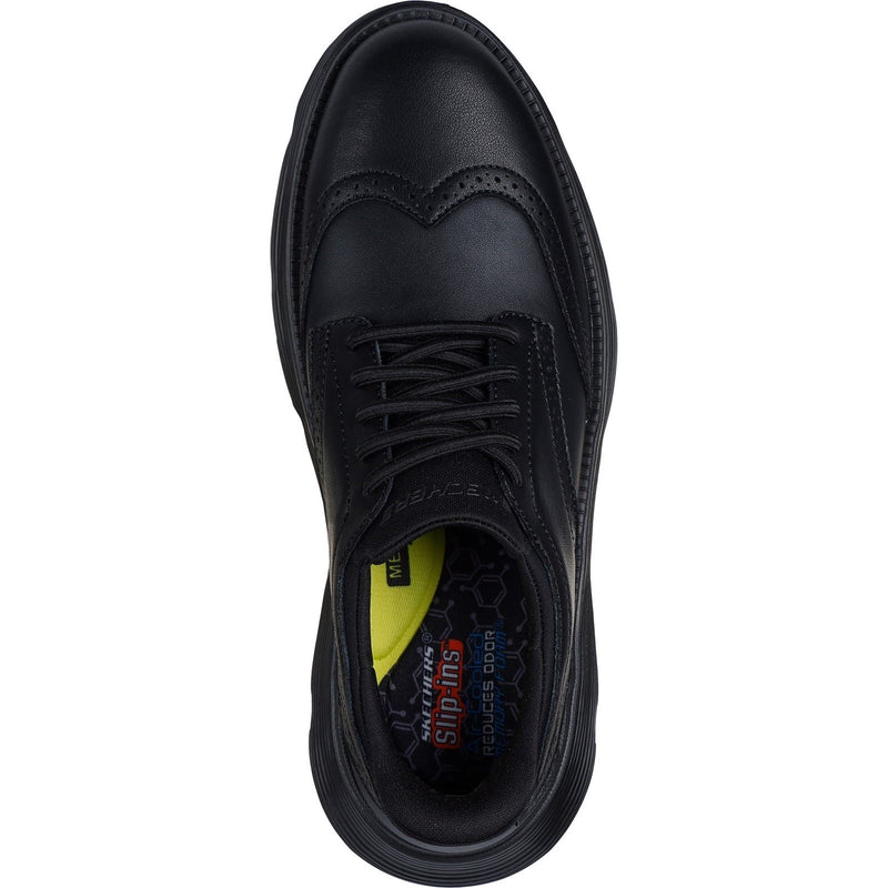 Skechers Garza Sully Chaussures En Cuir Noir À Lacets Pour Hommes