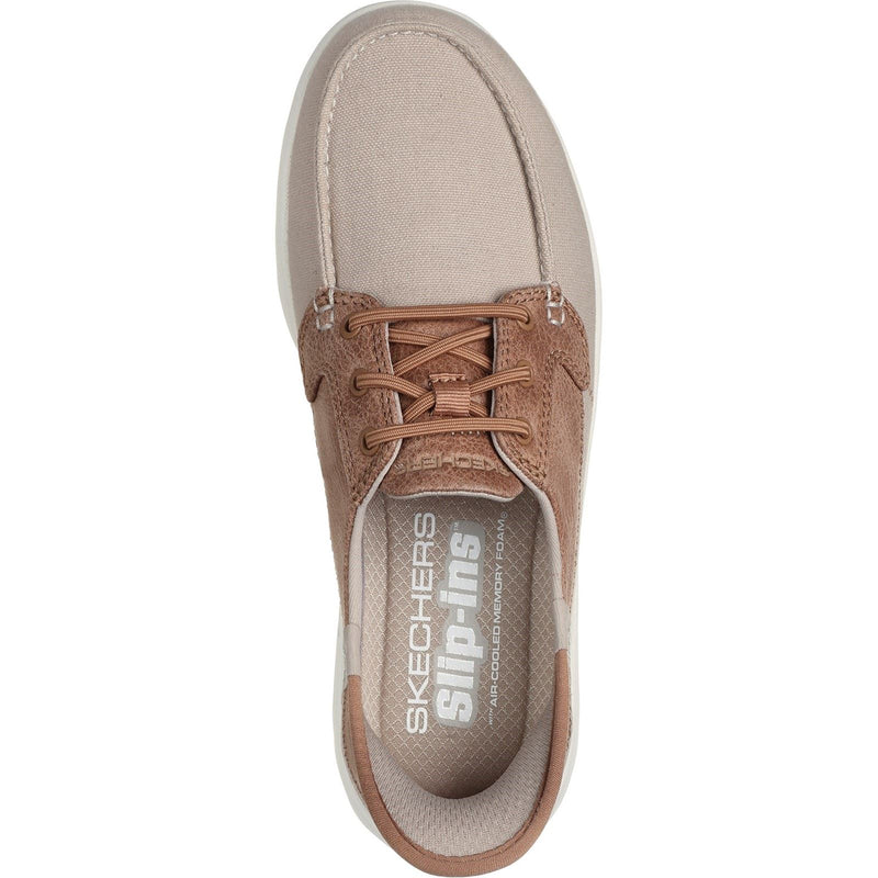 Skechers On-the-GO Flex Palmilla Chaussures Bateau Pour Femmes En Toile/Cuir Synthétique Taupe