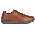 Geox U SPHERICA EC12 Baskets Pour Hommes En Cuir Pleine Fleur Bovin De Couleur Cognac