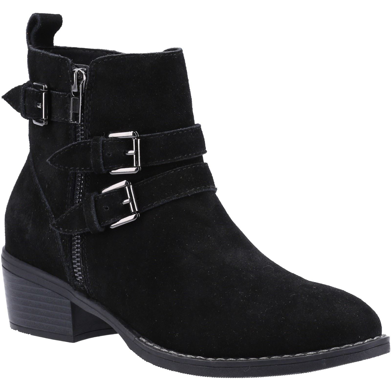 Hush Puppies Jenna Bottes Noires En Cuir Pour Femmes