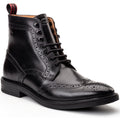Base London Bristol Chaussures Richelieu Noires En Cuir Pour Hommes