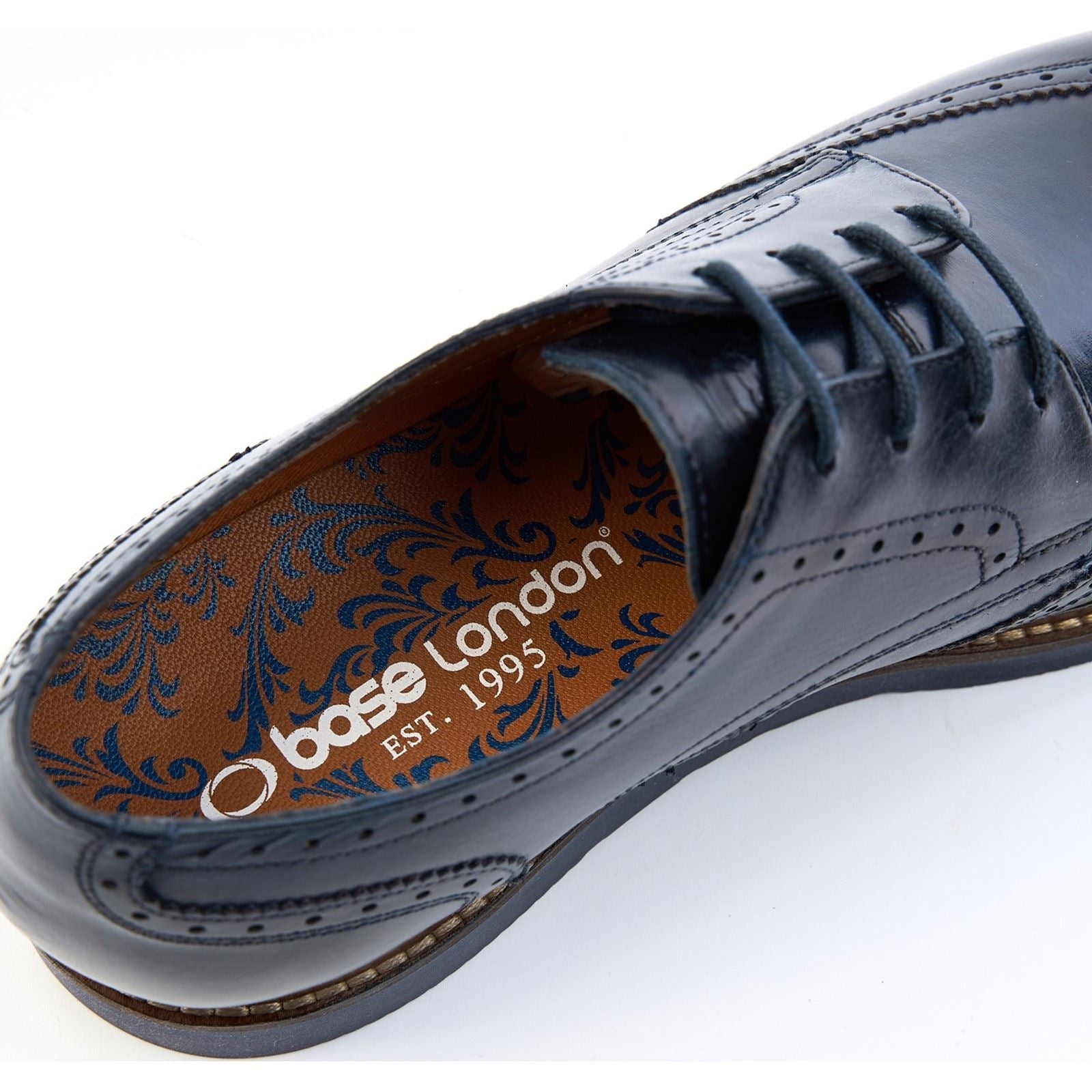 Base London Joe Chaussures À Lacets Pour Hommes En Cuir Bleu Marine