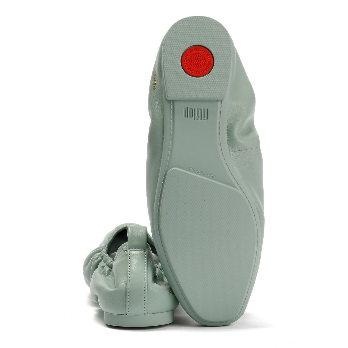 FitFlop X Pantone Delicato Ballerina Chaussures En Cuir Vertes Pour Femmes
