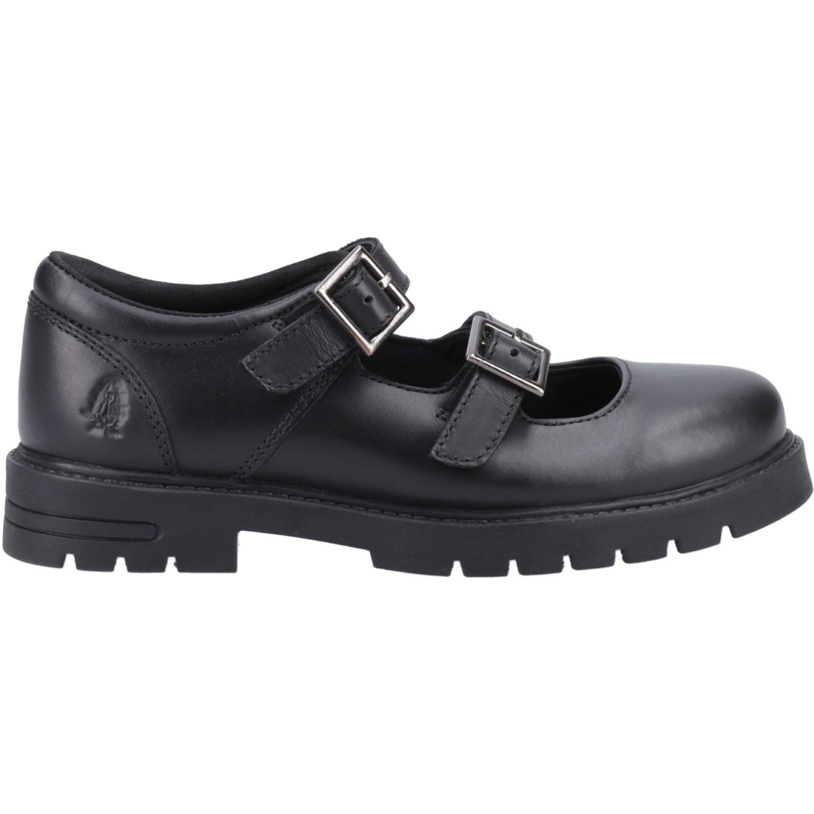 Hush Puppies Ella Senior Chaussures Noires Pour Filles En Cuir
