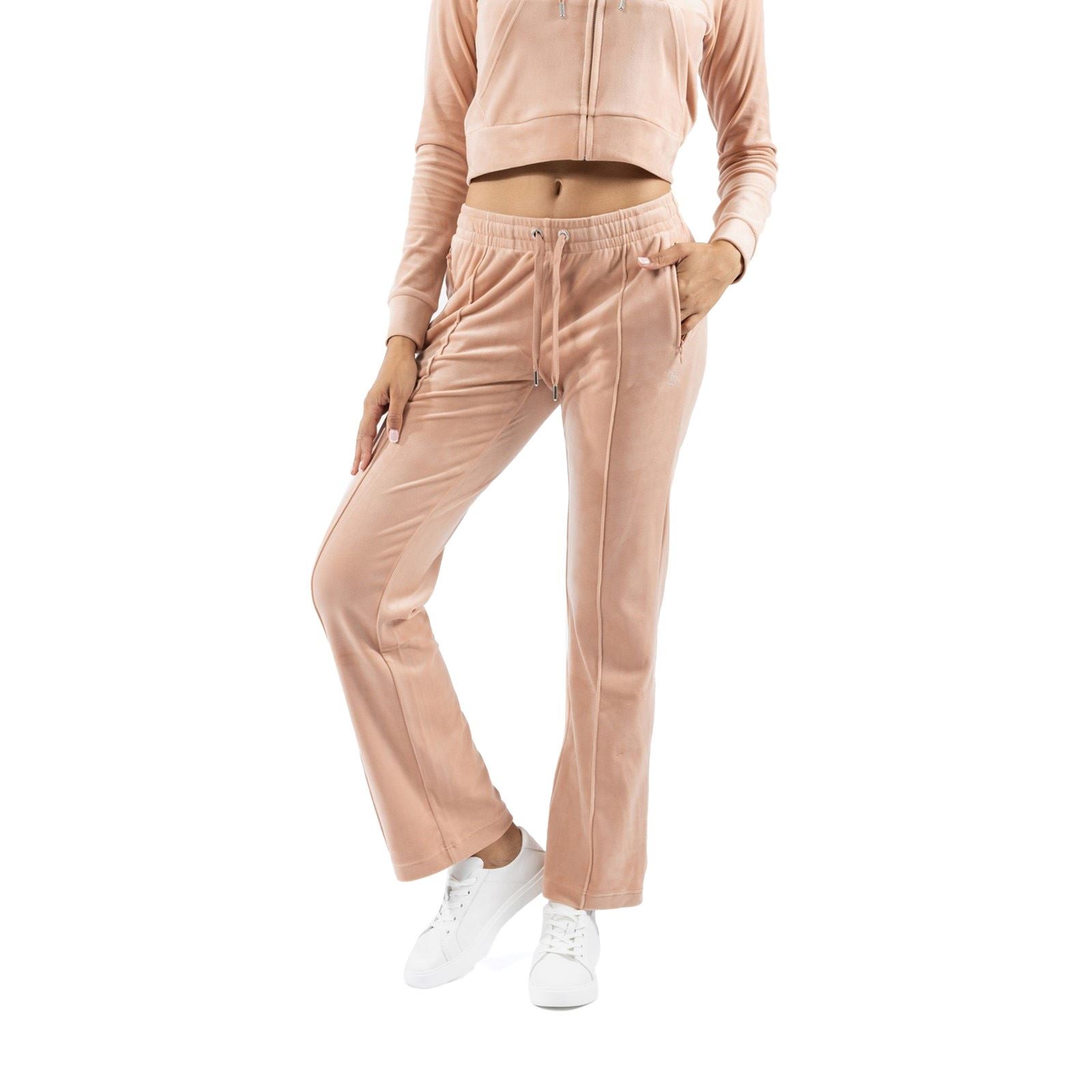 Juicy Couture Velour Track Pant Joggers Pour Femmes En Polyester Beige