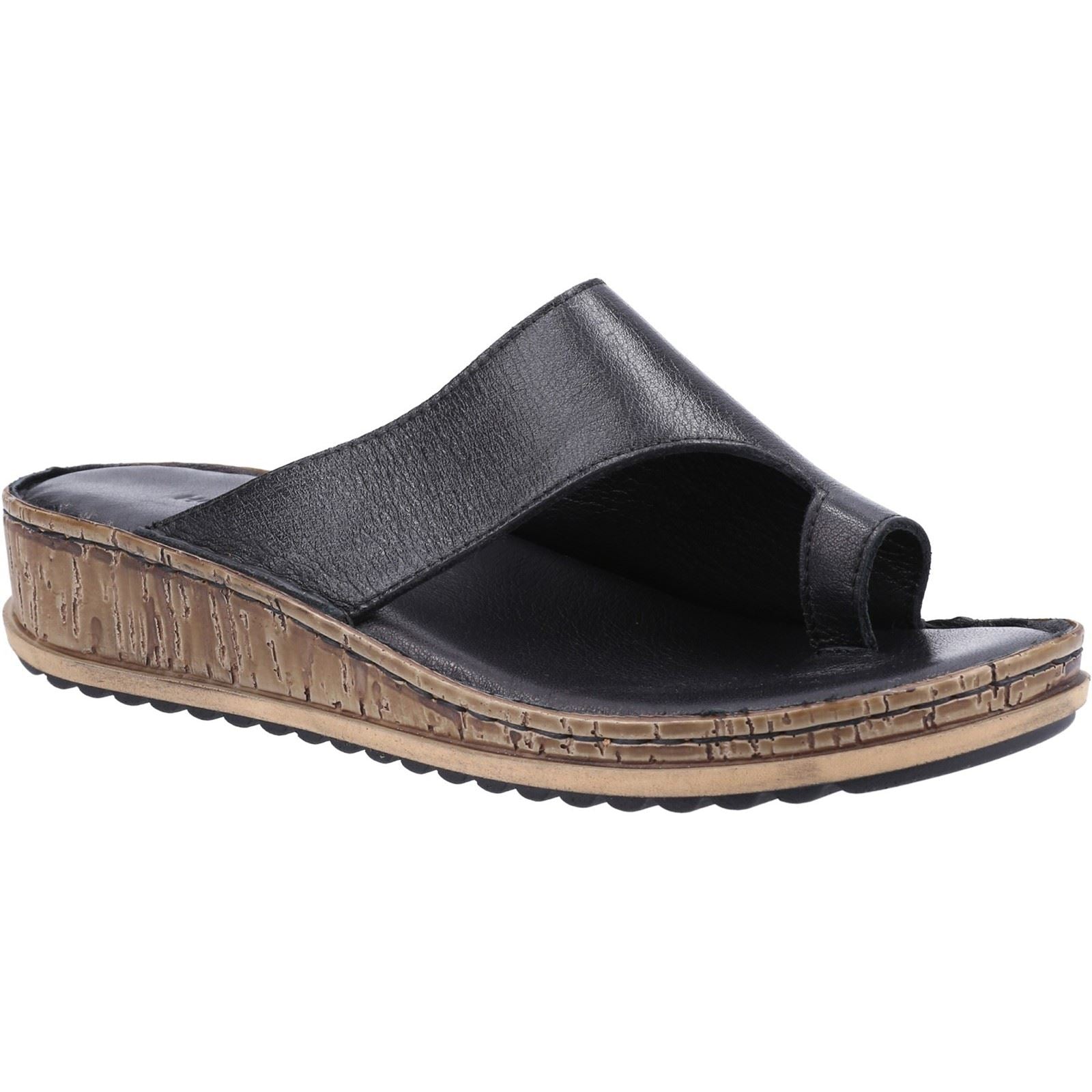 Hush Puppies Elissa Toepost Sandales Noires Pour Femmes En Suède