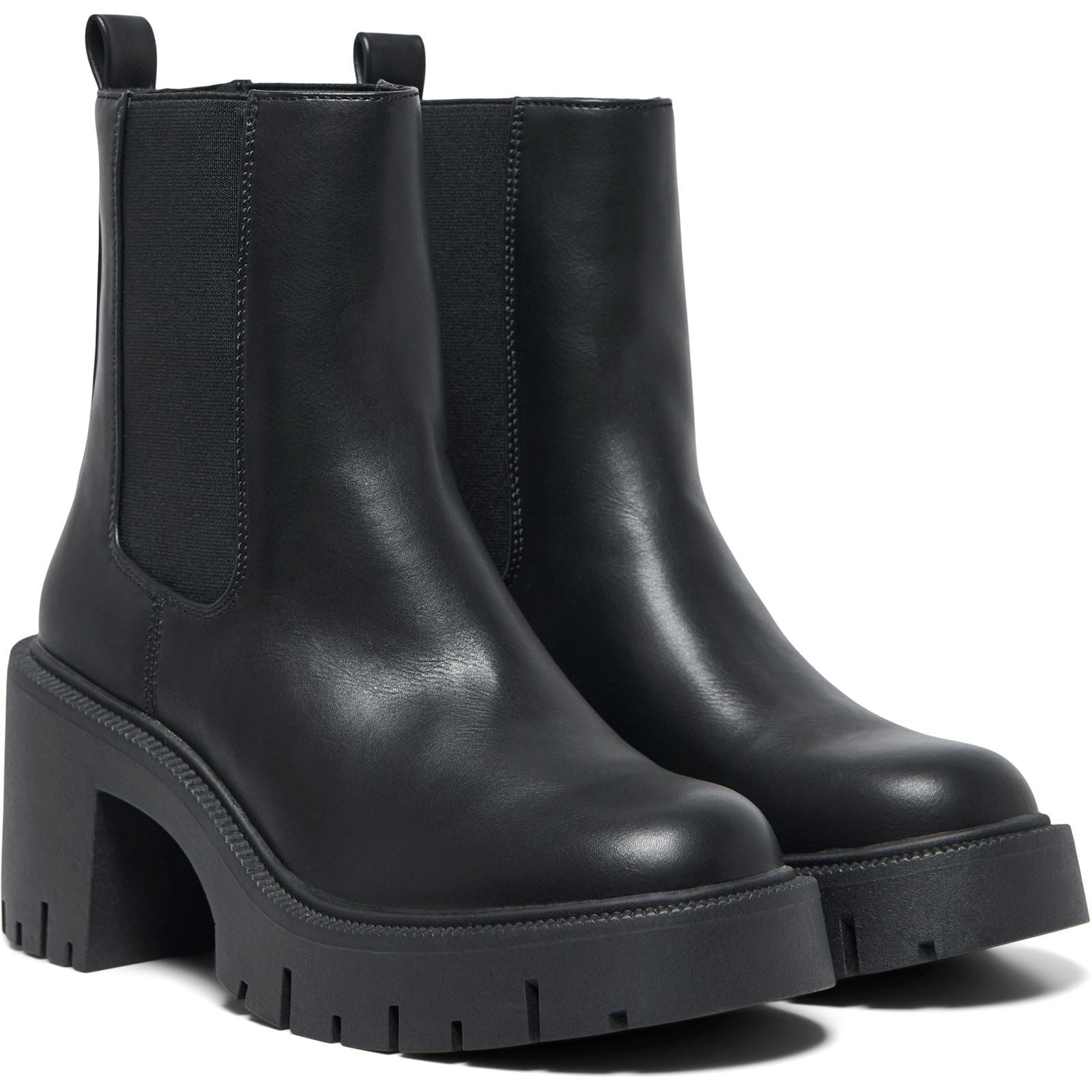 ONLY BLUEBELL-1 Bottines À Talons Noires En Polyuréthane Pour Femmes
