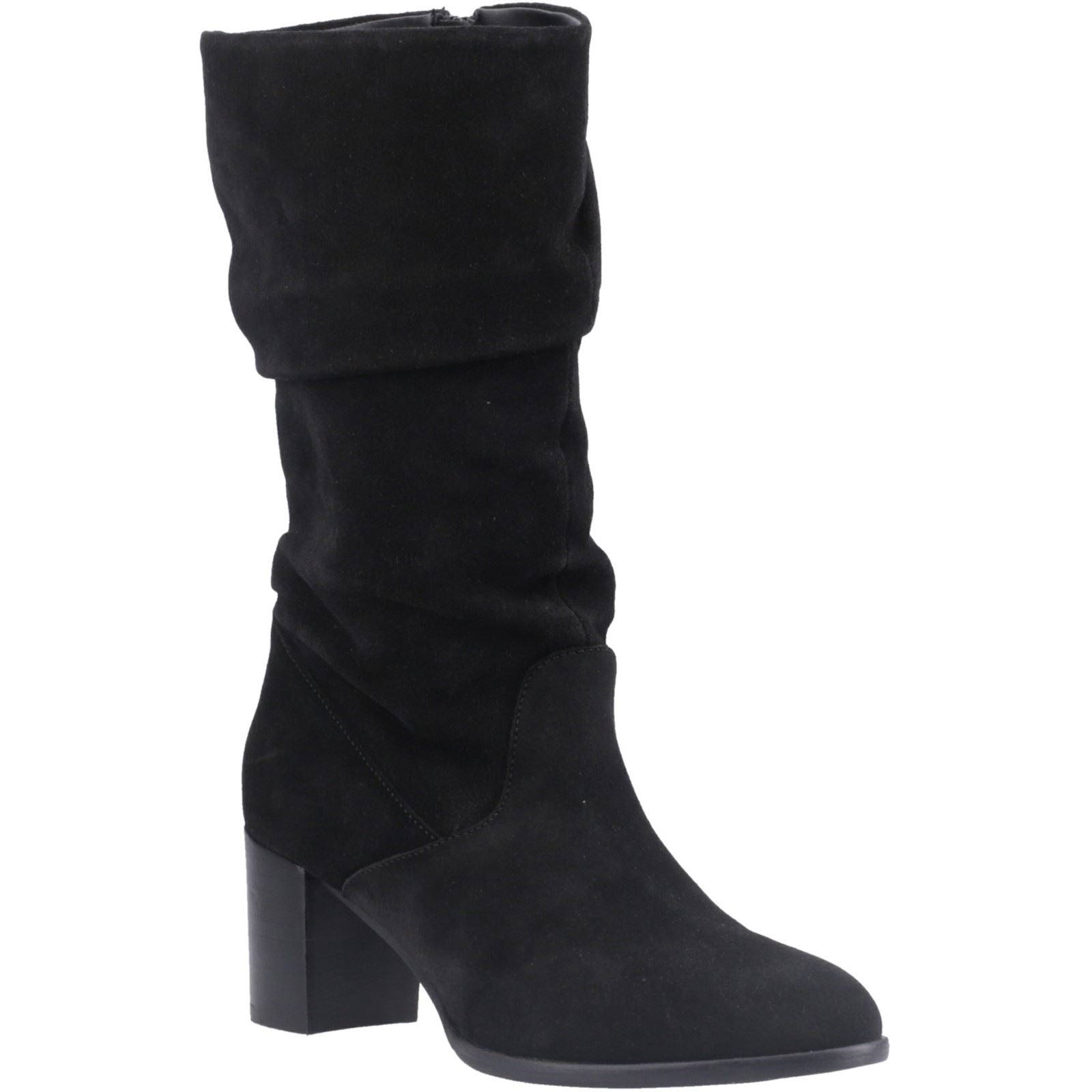 Hush Puppies Cosima Femmes Suédoises Bottes Hautes Noires À Talons En Daim