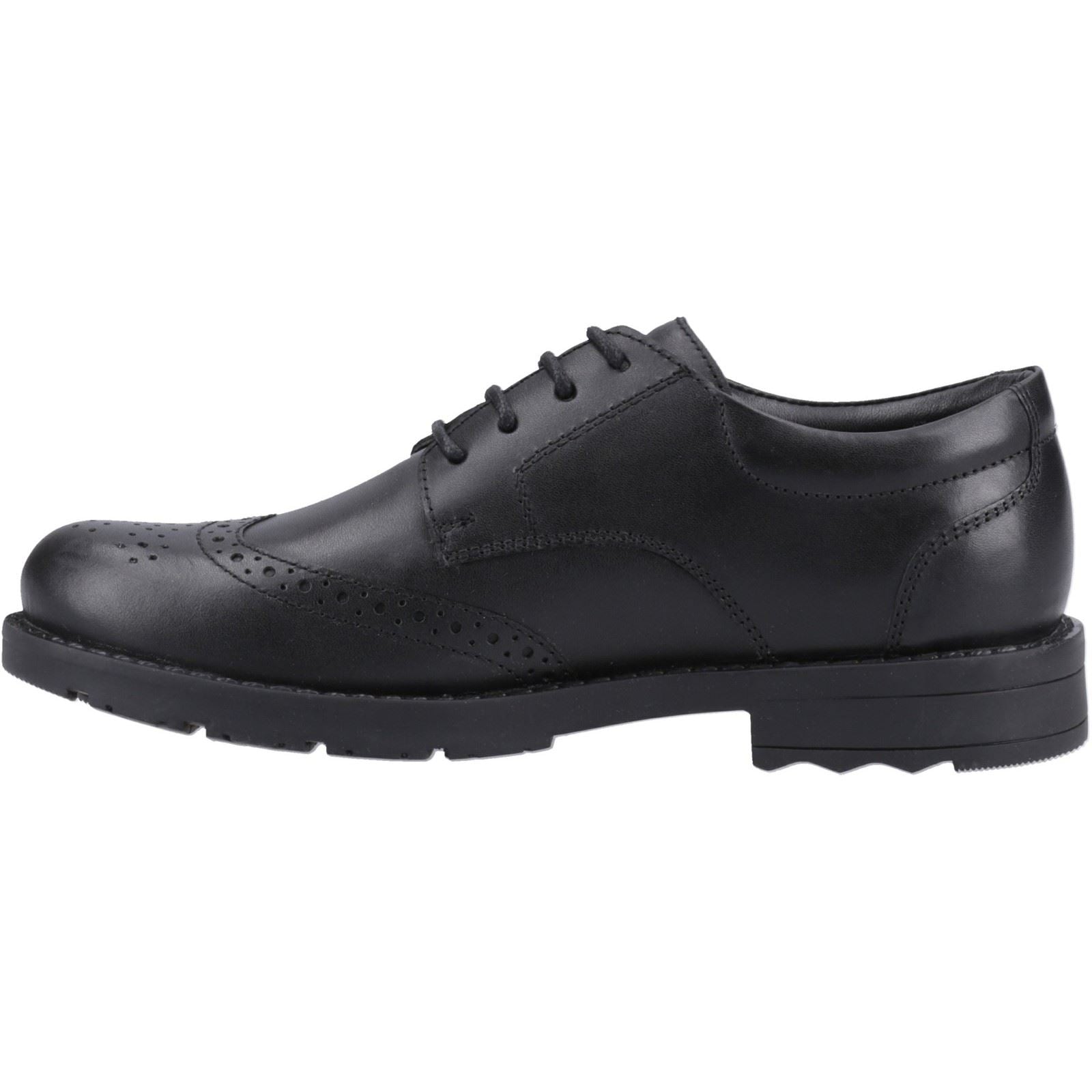 Hush Puppies Brian Junior Chaussures Brogues Noires Pour Garçons En Cuir