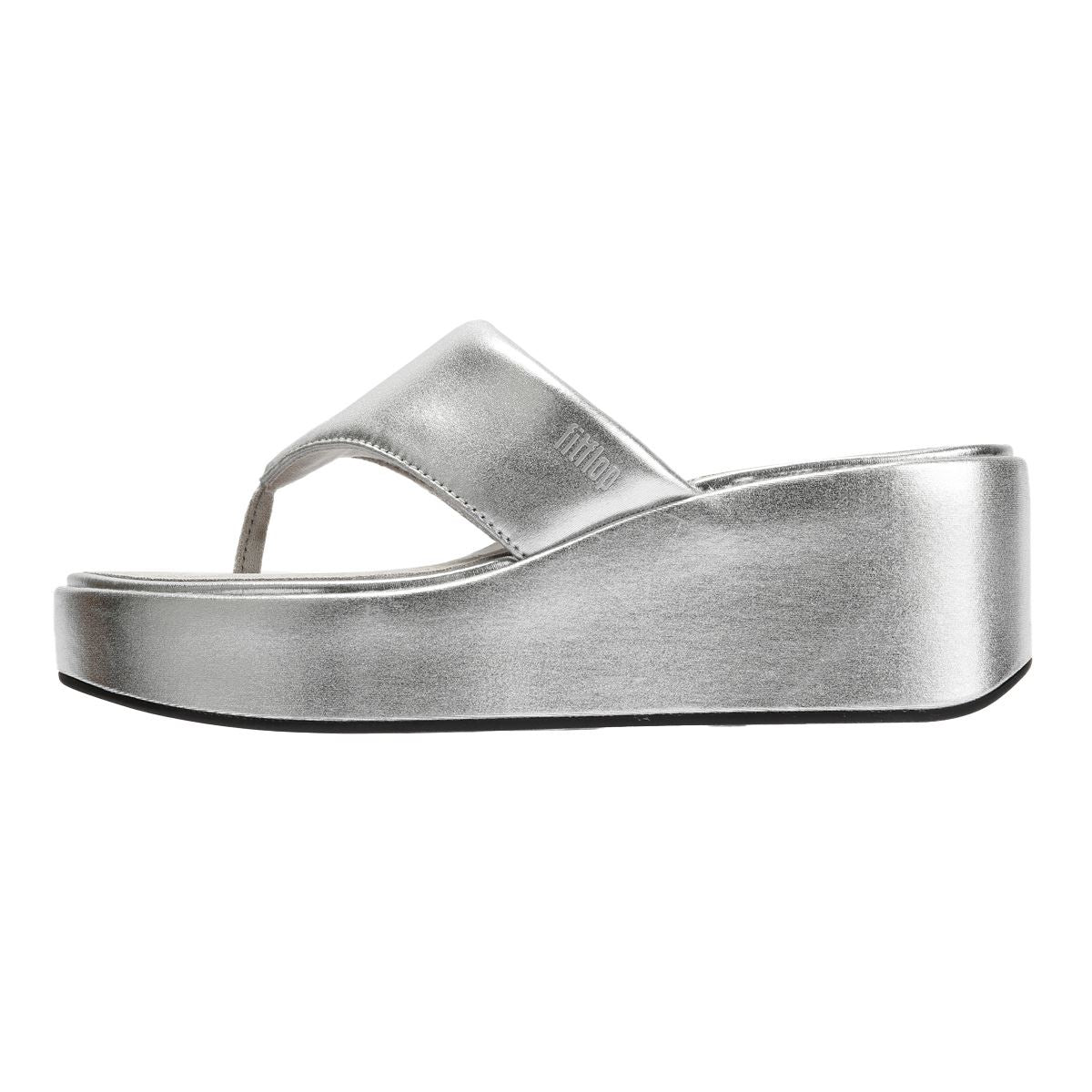 FitFlop Sandales Femme Compensées Plateforme Argentées à Entredoigt