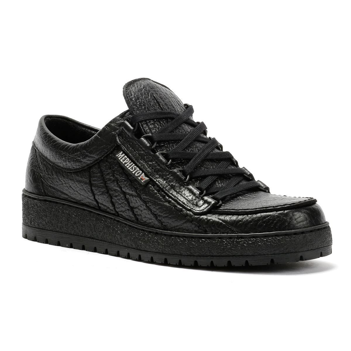 Mephisto Rainbow Mamouth 714 Chaussures Noires En Cuir Pour Homme À Lacets