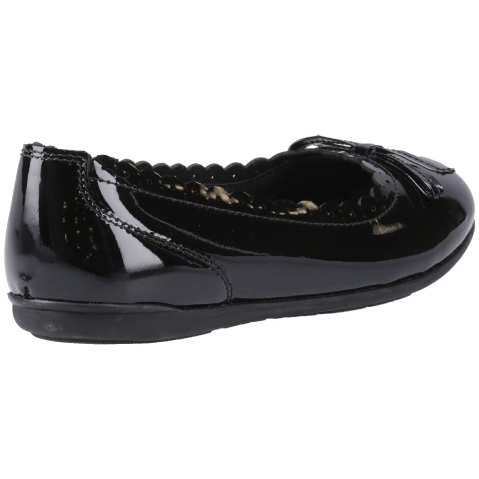Hush Puppies Lillie Ballerina Patent Chaussures Plates De Ballet Noires Pour Filles En Cuir