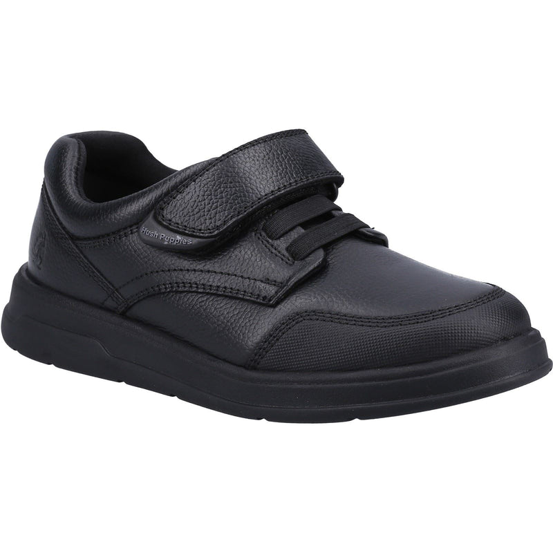 Hush Puppies Rowan SNR Chaussures Noires Pour Garçons En Cuir À Lacets